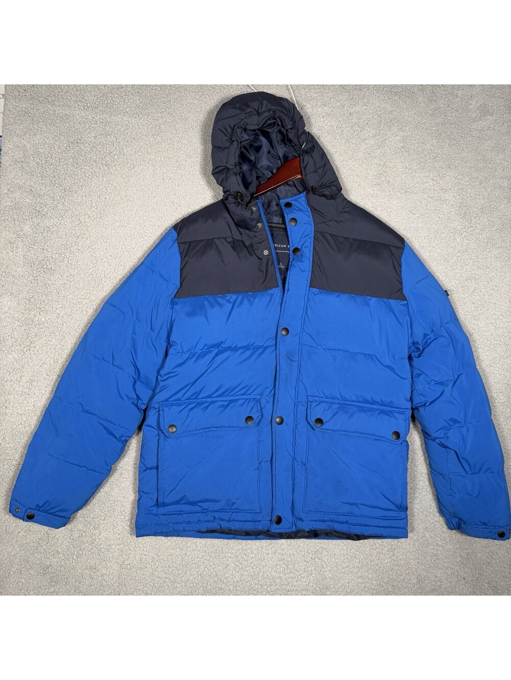 American Eagle Outfitters Men’s Large Blue Down Jacket Hooded Full Zip